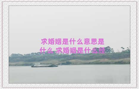 求婚姻是什么意思是什么 求婚姻是什么经